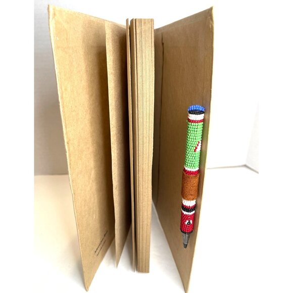 Maasai Africa Art Book Kenya Notebook Journal Giraffe Beaded Pen Handcrafted NEW - Picture 5 of 10